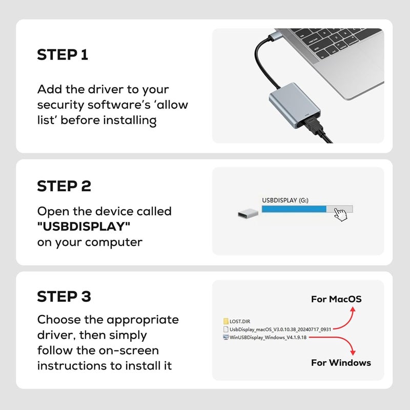 Wenter USB to HDMI Adapter, USB 3.0 to HDMI Multi-Monitor Converter Audio 1080P Video Converter,Display Extender for PC Laptop Desktop Projector HDTV Compatible with Windows 7/8/8.1/10 - Image 4